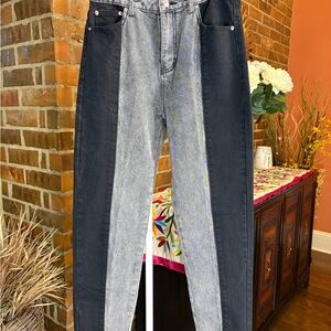 Adika Black and Gray Straight Leg Jeans